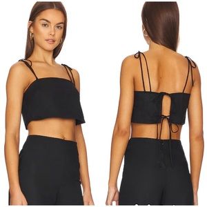 REVOLVE SNDY’S Tie Linen Top in Black
